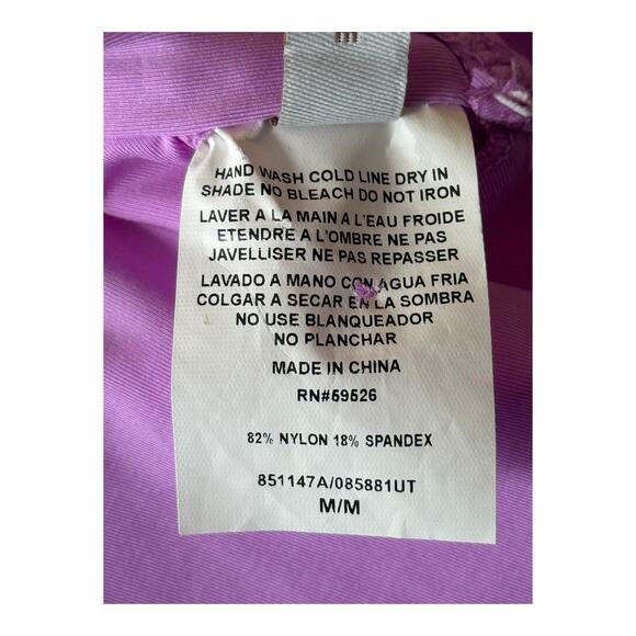 Becca Shirred v wire one piece swimsuit light purple size Medium M - Picture 6 of 7